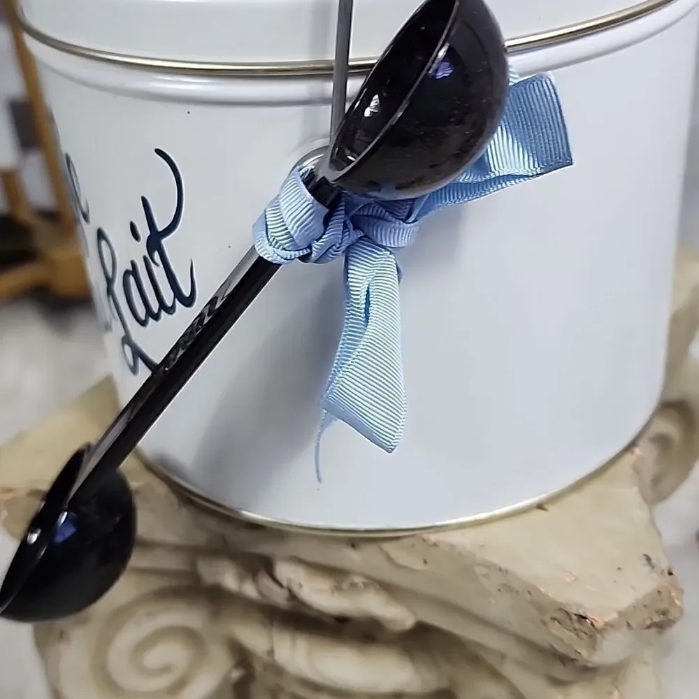 Cafe au Lait Handpainted Canister with Coffee Spoon
